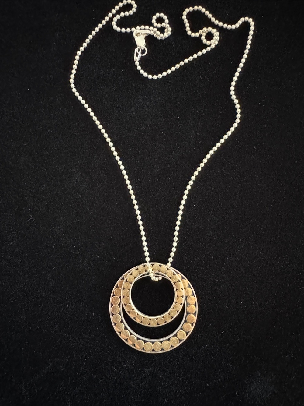 925 Double Circle Pendant Necklace on Ball Chain